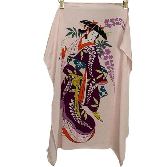 Accessories - Japanese Girl Light Pink Graphic Handkerchief Scarf Neck Wrap 24 X27